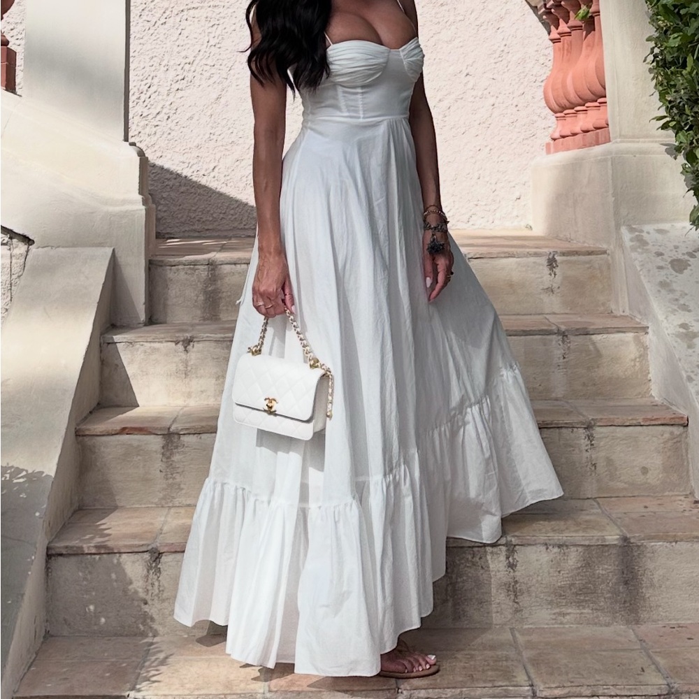 Zara White Strapless Maxi Dress